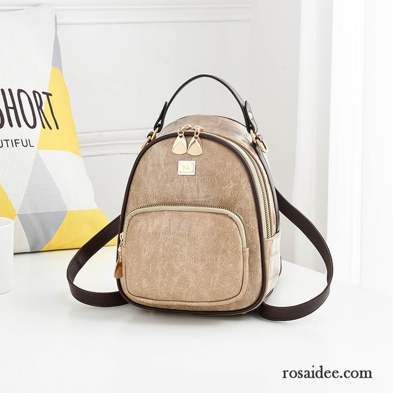 Rucksäcke Damen Weiche Haut Allgleiches Mini Rucksack Mode Taschen Beige Farbe