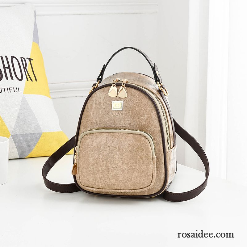 Rucksäcke Damen Weiche Haut Allgleiches Mini Rucksack Mode Taschen Beige Farbe