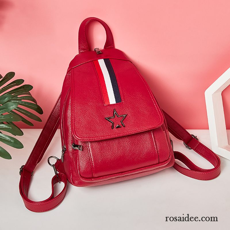 Rucksäcke Damen Weiche Haut Rucksack Allgleiches Taschen Das Neue Mode Blau Weiß Schwarz Rot