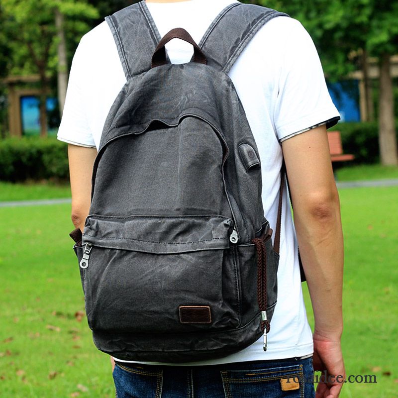 Rucksäcke Herren Einfach Mode Rucksack Freizeit Trend Schüler Schwarz Grau