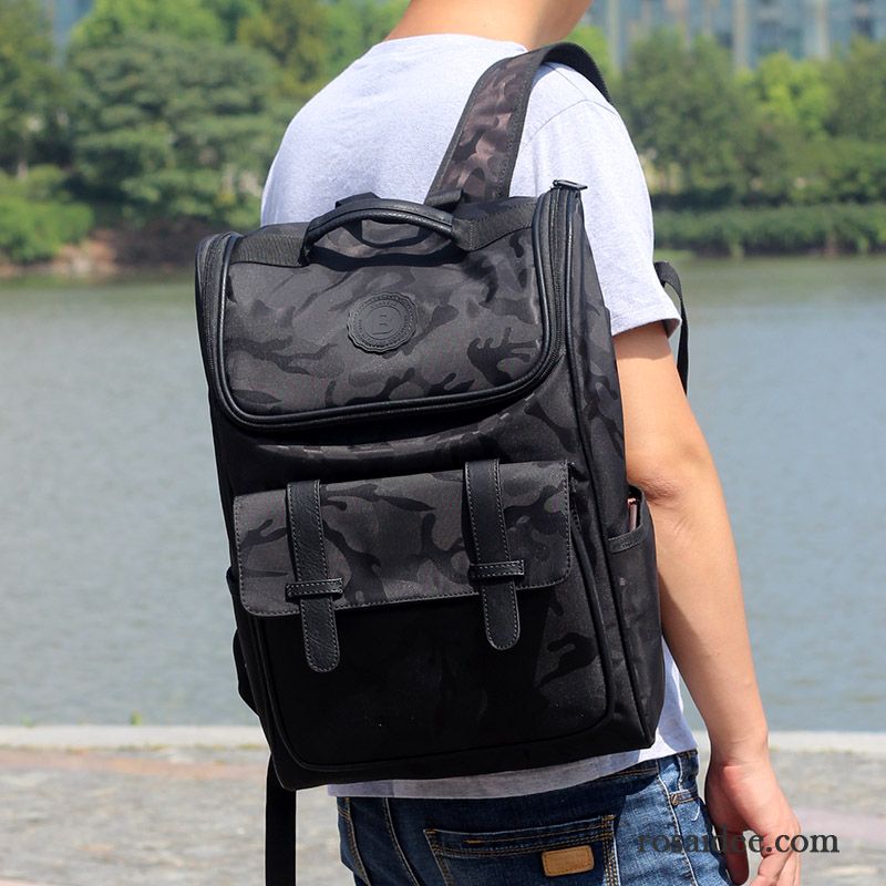 Rucksäcke Herren Laptoptasche Schulranzen Reise Freizeit Schüler Nylon Schwarz