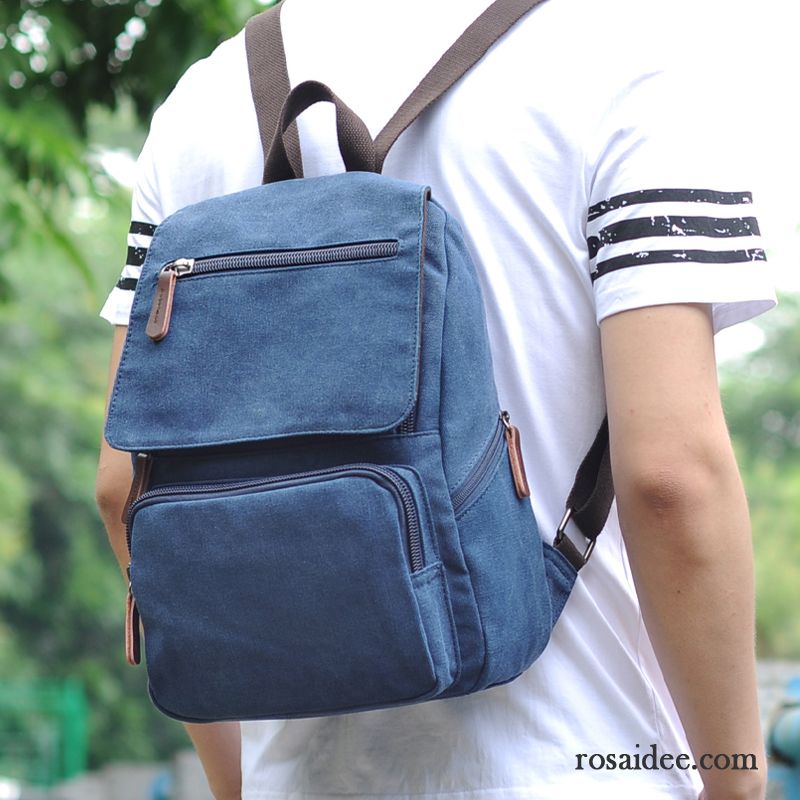 Rucksäcke Herren Reise Schulranzen Segeltuch Mini Rucksack Hochschule Mode Blau