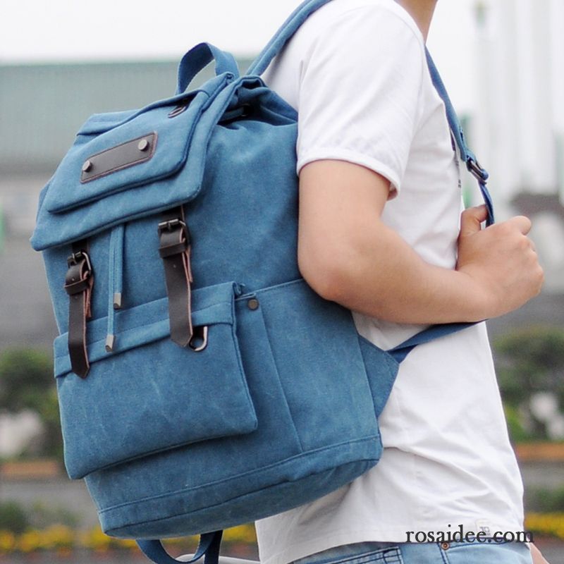 Rucksäcke Herren Segeltuch Laptoptasche Taschen Freizeit Das Neue Trend Blau