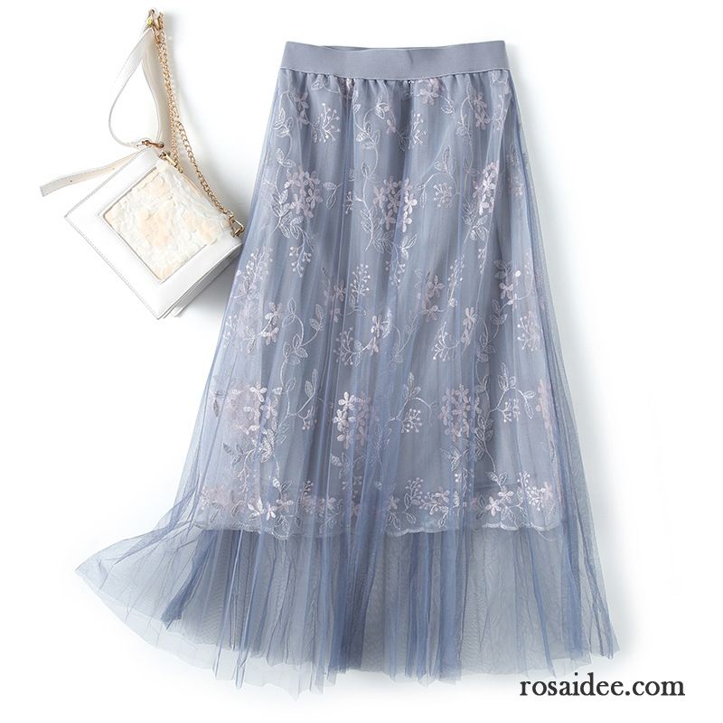 Röcke Damen Hohe Taille Temperament Mode Elegant Neu Sommer Blau
