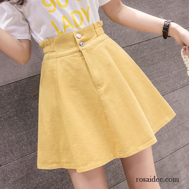 Röcke Damen Neu Sommer Adretten Stil Elastisch A Schreiben Mode Gelb