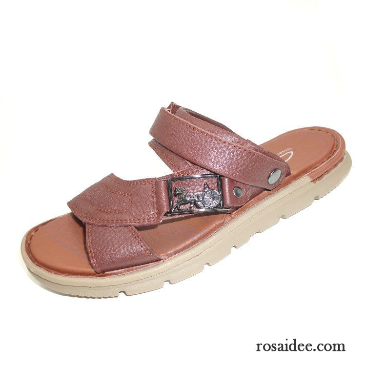 Römersandalen Männer Sandalen Oberleder Strand Sommer Rutschsicher Neue Echtleder Schuhe Herren