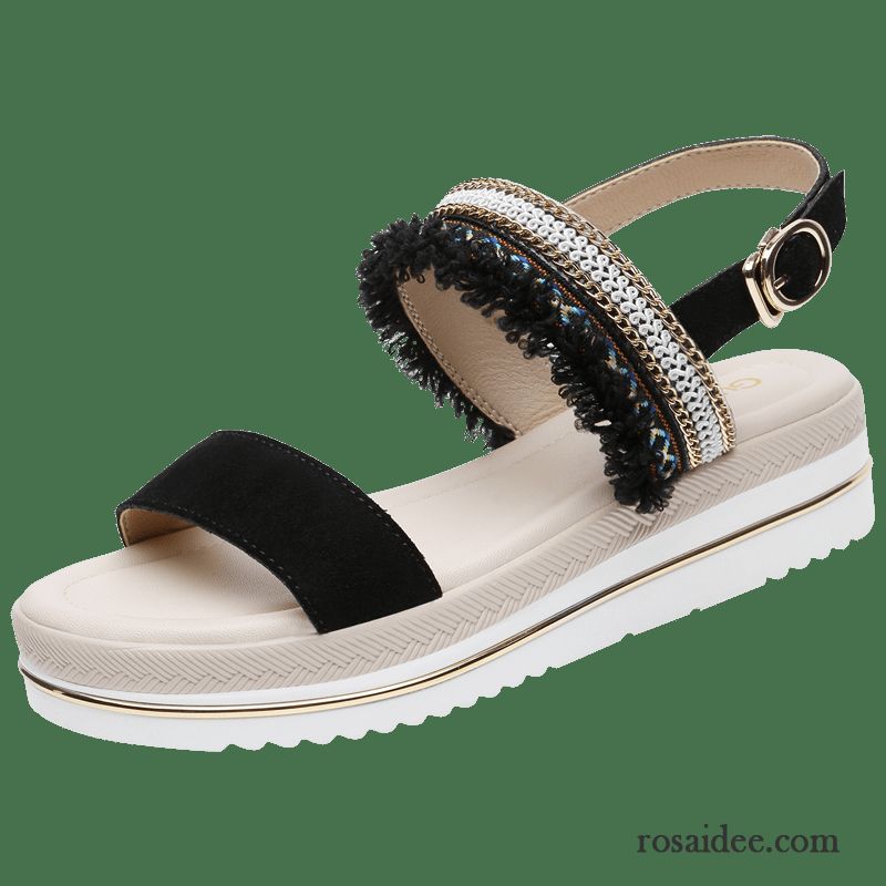 Sandalen Damen Dicke Sohle Allgleiches Sommer Trend Schüler Schuhe Schwarz Beige