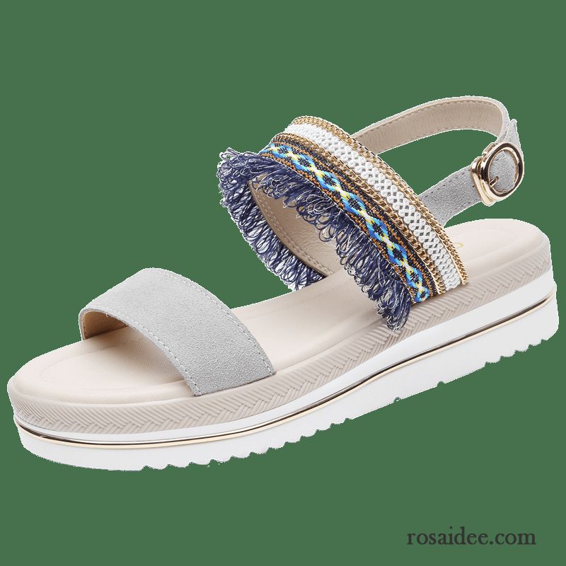 Sandalen Damen Dicke Sohle Allgleiches Sommer Trend Schüler Schuhe Schwarz Beige