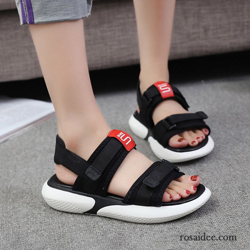 Sandalen Damen Flache Sommer Casual Schuhe Allgleiches Schüler Weiß Rot