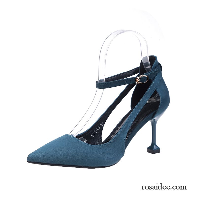 Sandalen Damen Neue Dünne Fersen Pumps Allgleiches Sommer Casual Blau