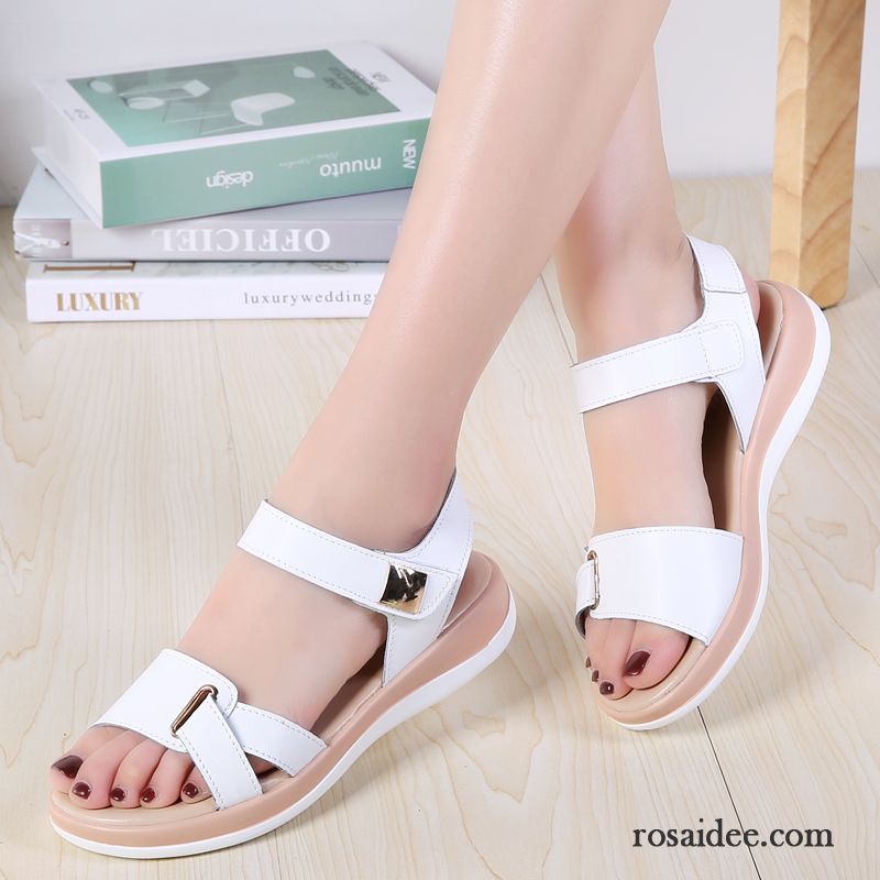 Sandalen Damen Neue Flache Rutschsicher Rom Schuhe Sommer Sandfarben Weiß