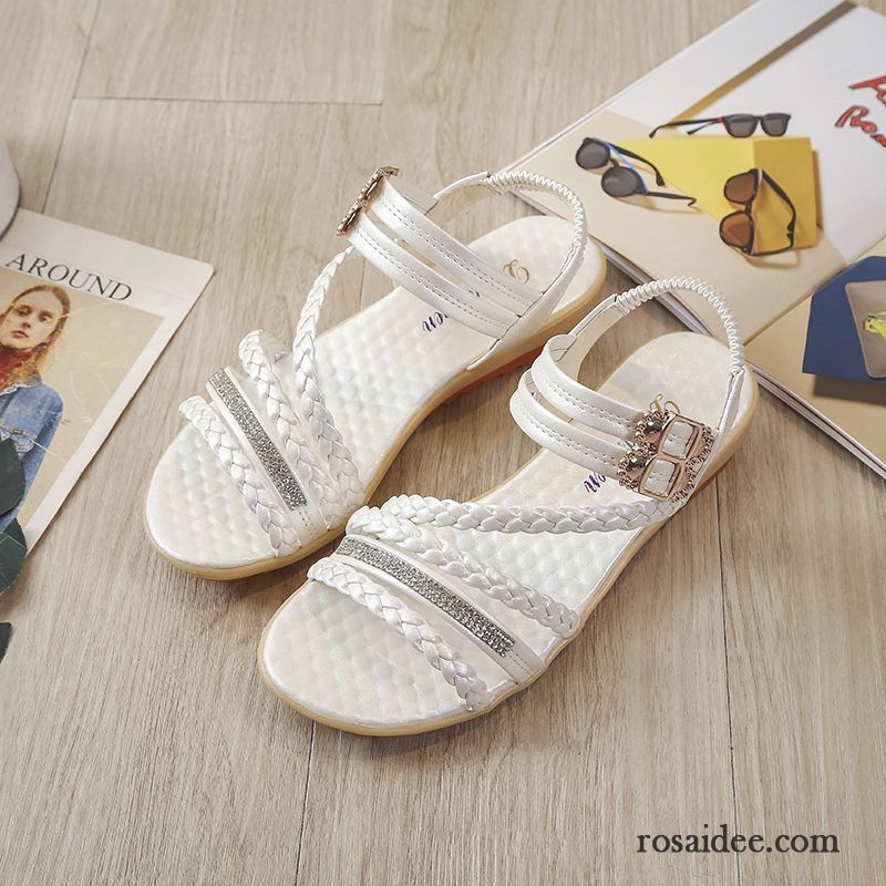 Sandalen Damen Neue Flache Schuhe Trend Dicke Sohle Einfach Sandfarben Blau