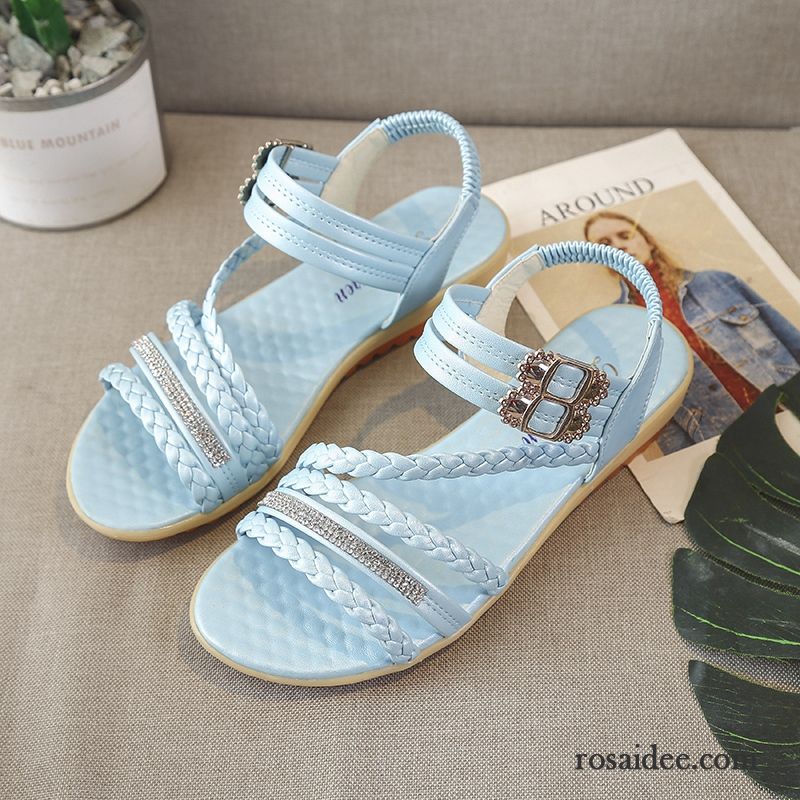 Sandalen Damen Neue Flache Schuhe Trend Dicke Sohle Einfach Sandfarben Blau