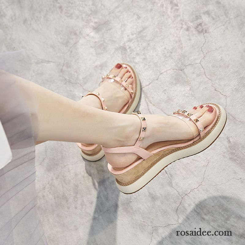 Sandalen Damen Trend Keilschuhe Dicke Sohle Neue Sommer Rom Rot