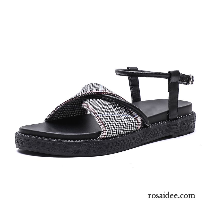 Sandalen Damen Ultra Einfach Allgleiches Sommer Weiche Sohle Trend Schwarz Rot