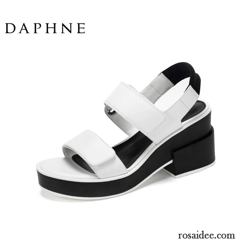 Sandalen Damen Wasserdichte Plattform Dicke Sohle Sommer Hochhackigen Mode Weiß Schwarz