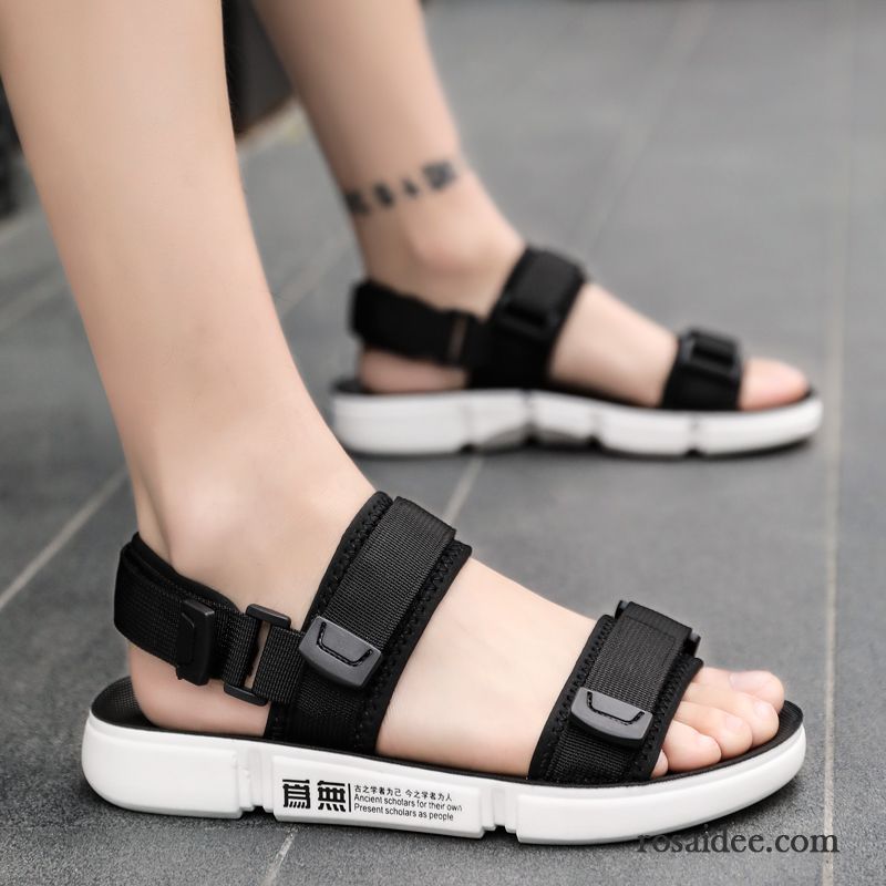 Sandalen Herren Allgleiches Draussen Mode Weiche Sohle Teenager Rutschsicher Mischfarben Sandfarben Schwarz