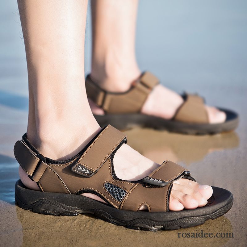 Sandalen Herren Casual Neue Sommer Hausschuhe Weiche Sohle Schüler Sandfarben Braun