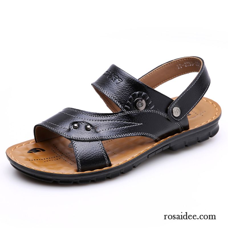 Sandalen Herren Echtleder Hausschuhe Trend Sommer Neue Sandfarben Braun