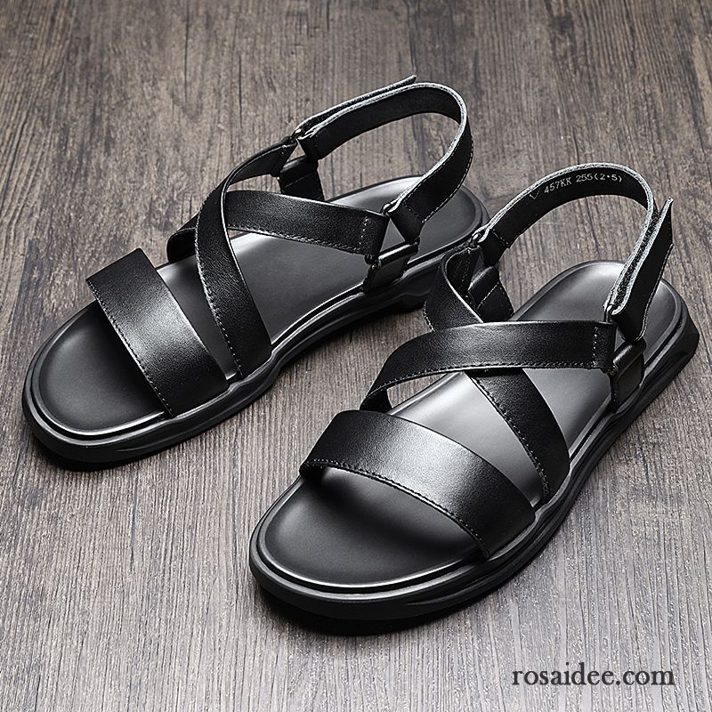 Sandalen Herren Echtleder Schuhe Sommer Rom Allgleiches Casual Sandfarben Braun