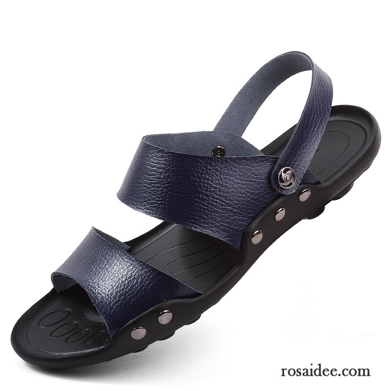 Sandalen Herren Echtleder Weiche Sohle Casual Neue Sommer Schuhe Sandfarben Schwarz