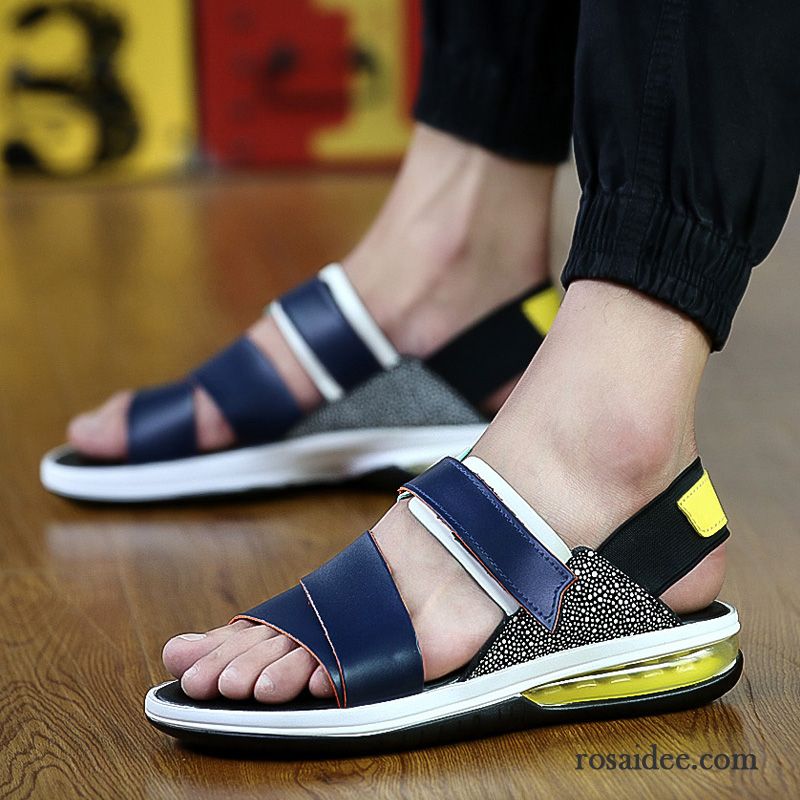 Sandalen Herren Leder Braun Herren Casual Rutschsicher Sandalen Pantolette Rom Luftkissen Schuhe Sommer Strand Atmungsaktiv Trend Günstig