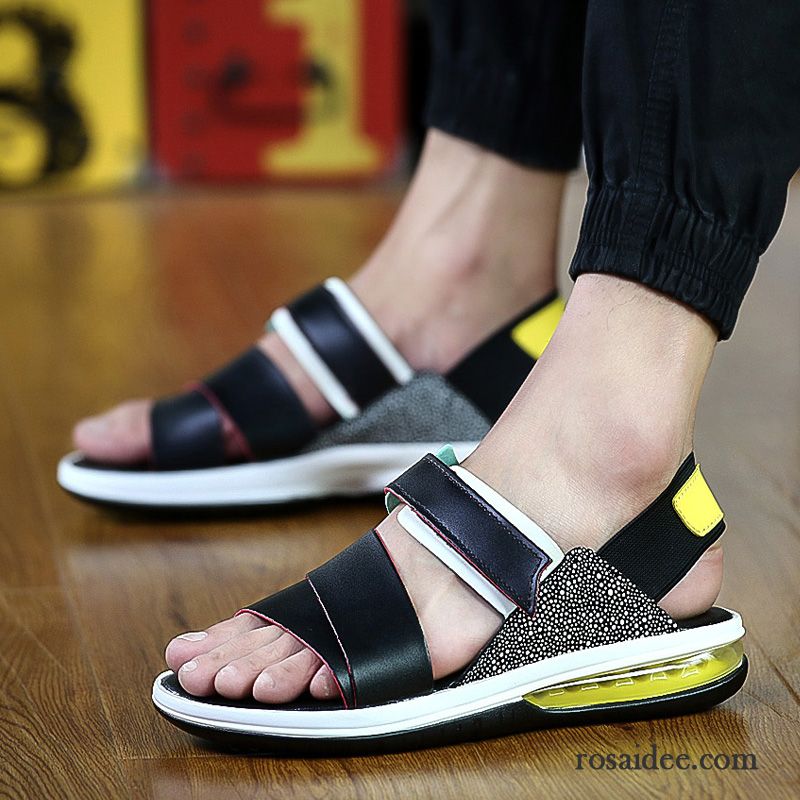 Sandalen Herren Leder Braun Herren Casual Rutschsicher Sandalen Pantolette Rom Luftkissen Schuhe Sommer Strand Atmungsaktiv Trend Günstig