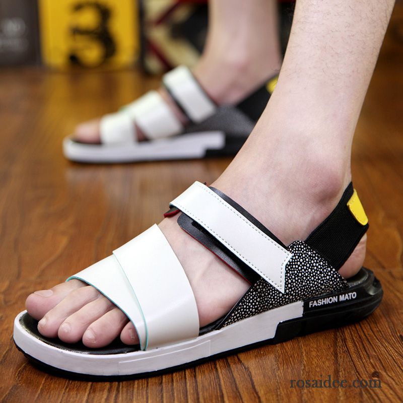 Sandalen Herren Leder Braun Herren Casual Rutschsicher Sandalen Pantolette Rom Luftkissen Schuhe Sommer Strand Atmungsaktiv Trend Günstig