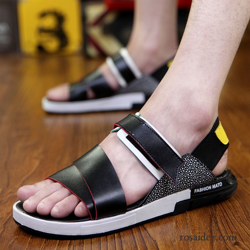 Sandalen Herren Leder Braun Herren Casual Rutschsicher Sandalen Pantolette Rom Luftkissen Schuhe Sommer Strand Atmungsaktiv Trend Günstig