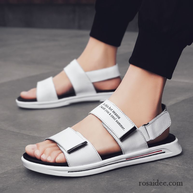 Sandalen Herren Mode Neue Trend Schuhe Sommer Echtleder Weiß Schwarz