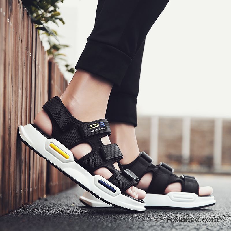 Sandalen Herren Neue Allgleiches Sommer Pantolette Trend Casual Sandfarben Schwarz