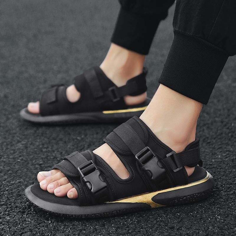 Sandalen Herren Neue Hausschuhe Mode Allgleiches Trend Weiche Sohle Sandfarben Weiß