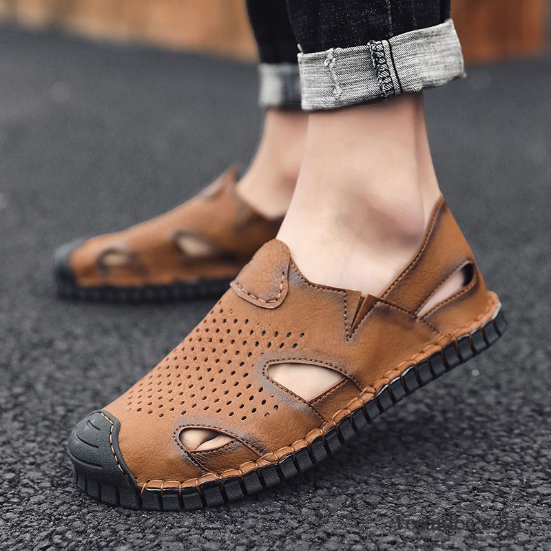 Sandalen Herren Neue Schuhe Pantolette Hausschuhe Trend Sommer Sandfarben Schwarz