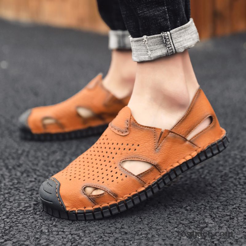 Sandalen Herren Neue Schuhe Pantolette Hausschuhe Trend Sommer Sandfarben Schwarz