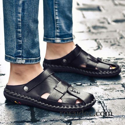 Sandalen Herren Persönlichkeit Atmungsaktiv Weiche Sohle Hausschuhe Rom Leder Braun