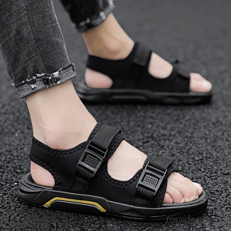 Sandalen Herren Persönlichkeit Sommer Mode Allgleiches Schuhe Rutschsicher Sandfarben Schwarz