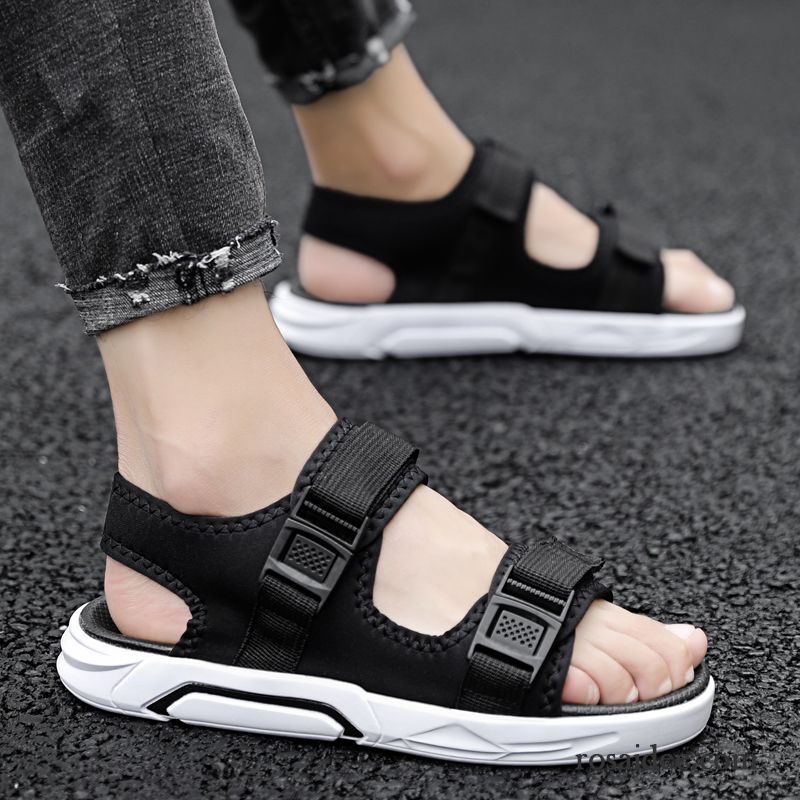 Sandalen Herren Persönlichkeit Sommer Mode Allgleiches Schuhe Rutschsicher Sandfarben Schwarz