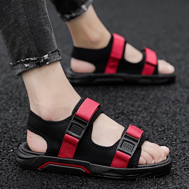 Sandalen Herren Persönlichkeit Sommer Mode Allgleiches Schuhe Rutschsicher Sandfarben Schwarz