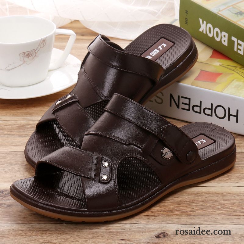 Sandalen Herren Rutschsicher Sommer Draussen Weiche Sohle Mode Jugend Sandfarben Braun