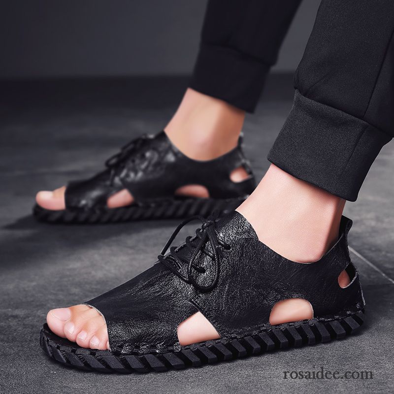 Sandalen Herren Rutschsicher Trend Mode Neue Sommer Persönlichkeit Sandfarben Schwarz