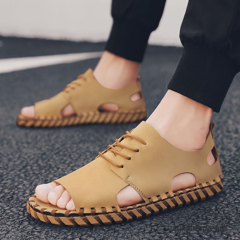 Sandalen Herren Rutschsicher Trend Mode Neue Sommer Persönlichkeit Sandfarben Schwarz