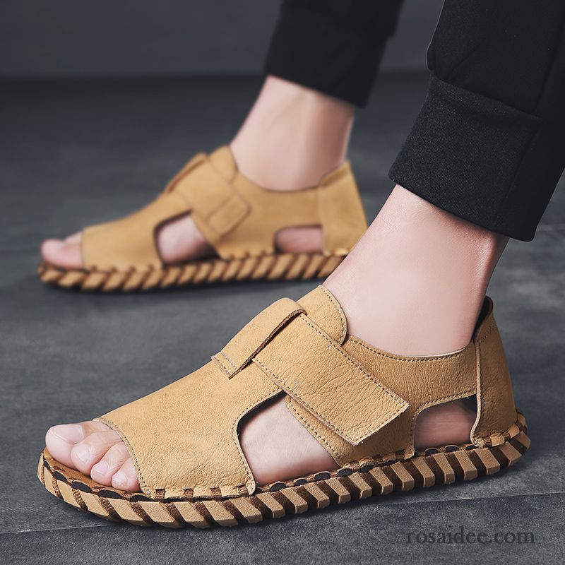 Sandalen Herren Rutschsicher Trend Mode Neue Sommer Persönlichkeit Sandfarben Schwarz