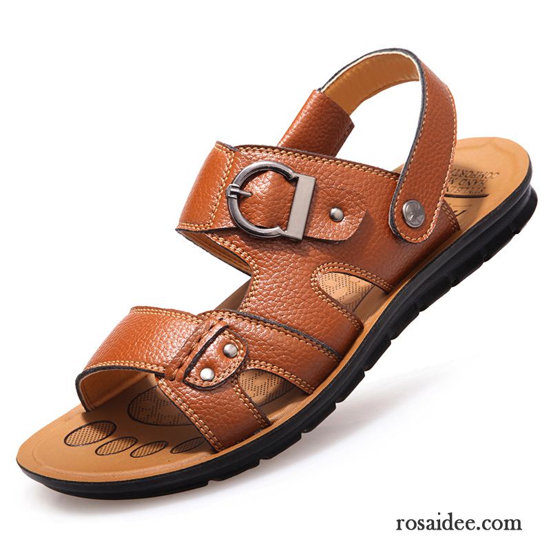 Sandalen Herren Sale Sommer Sandalen Original Rutschsicher Casual Schuhe Gemütlich Herren Atmungsaktiv Neue Echtleder Strand Günstig