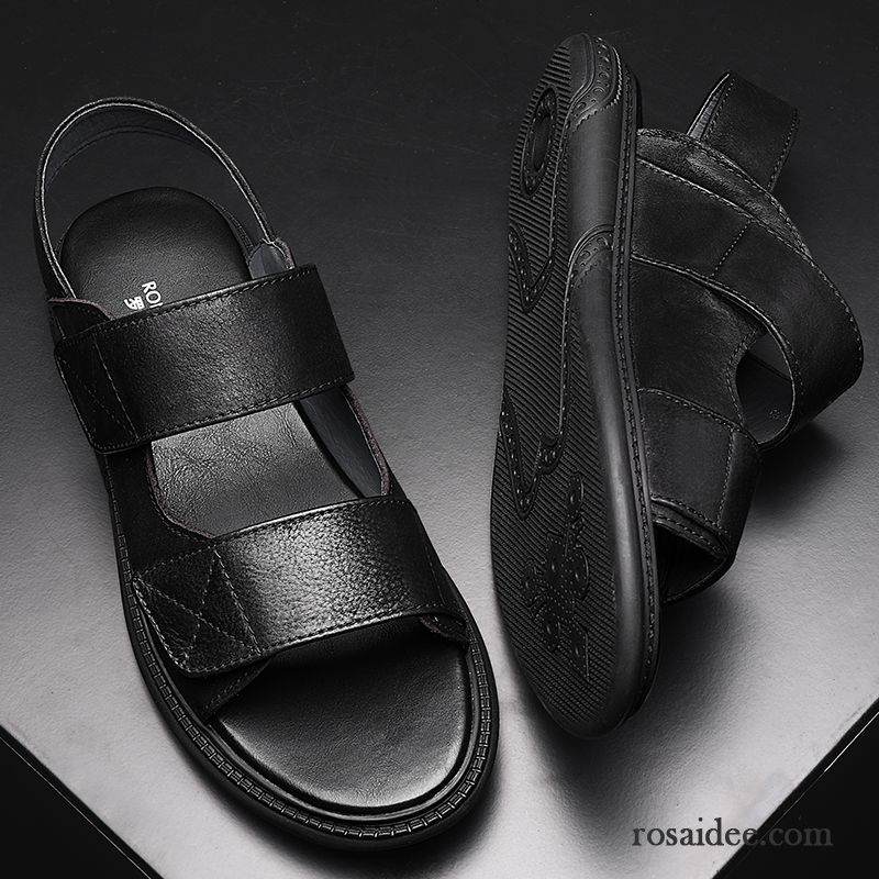 Sandalen Herren Schuhe Atmungsaktiv Casual Echtleder Trend Neue Sandfarben Braun