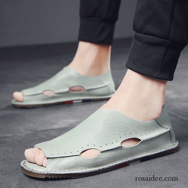 Sandalen Herren Schuhe Casual Atmungsaktiv Persönlichkeit Trend Weiche Sohle Grün Sandfarben