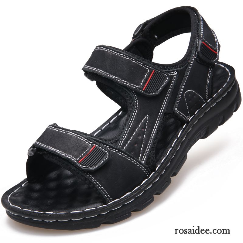 Sandalen Herren Schuhe Sommer Echtleder Neue Trend Sandfarben Grau