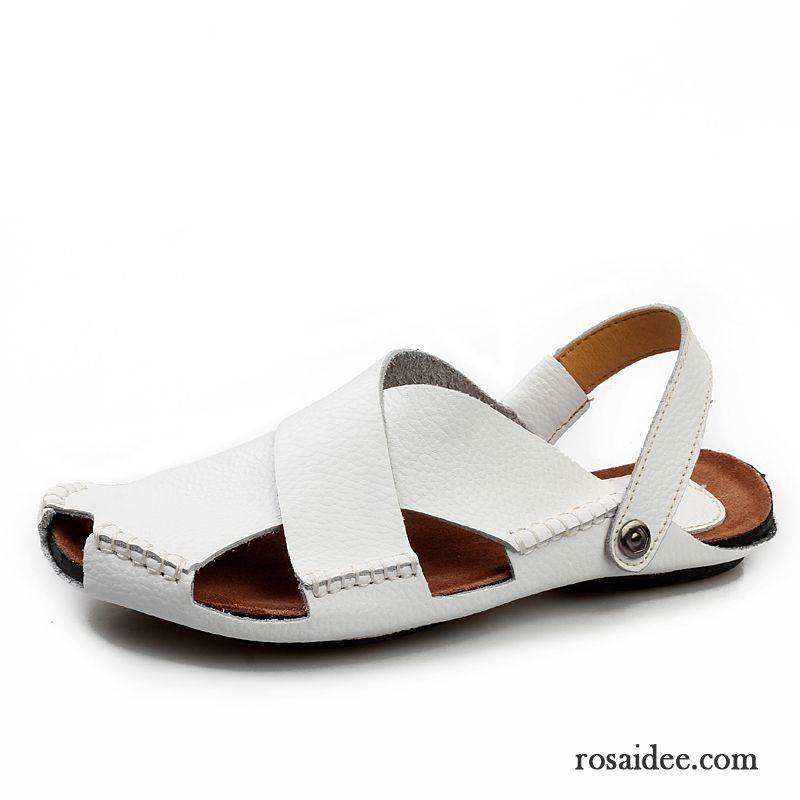 Sandalen Herren Schwarz Persönlichkeit Echtleder Weiß Sandalen Hausschuhe Herren Sommer Trend