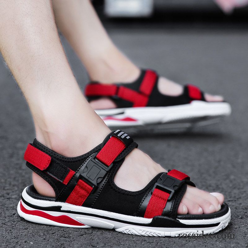 Sandalen Herren Schüler Allgleiches Schuhe Draussen Weiche Sohle Trend Sandfarben Rot