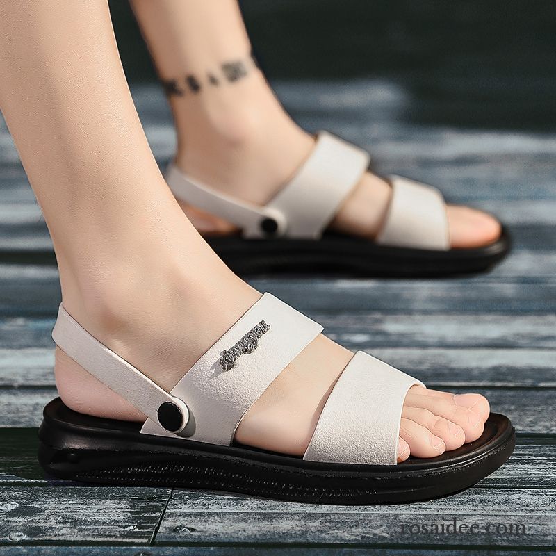 Sandalen Herren Sommer Casual Neue Mode Rutschsicher England Sandfarben Schwarz