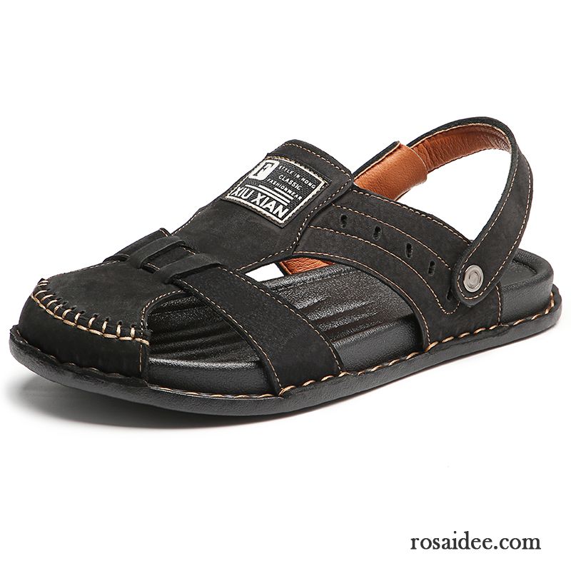 Sandalen Herren Sommer Hausschuhe Trend Echtleder Neue Sandfarben Braun